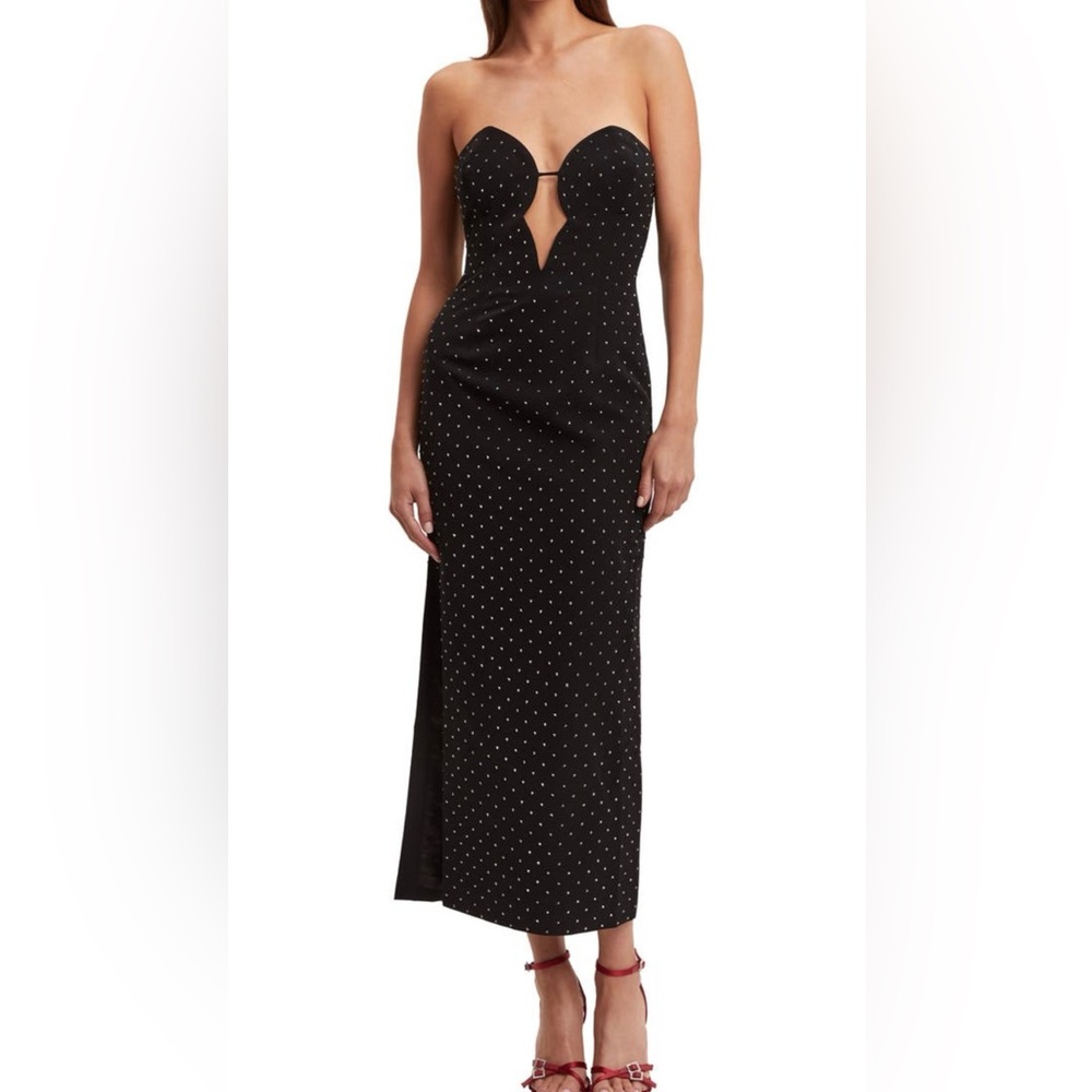 Bardot Studded Eleni Midi Dress in Black- size 10 (fits like a 12)